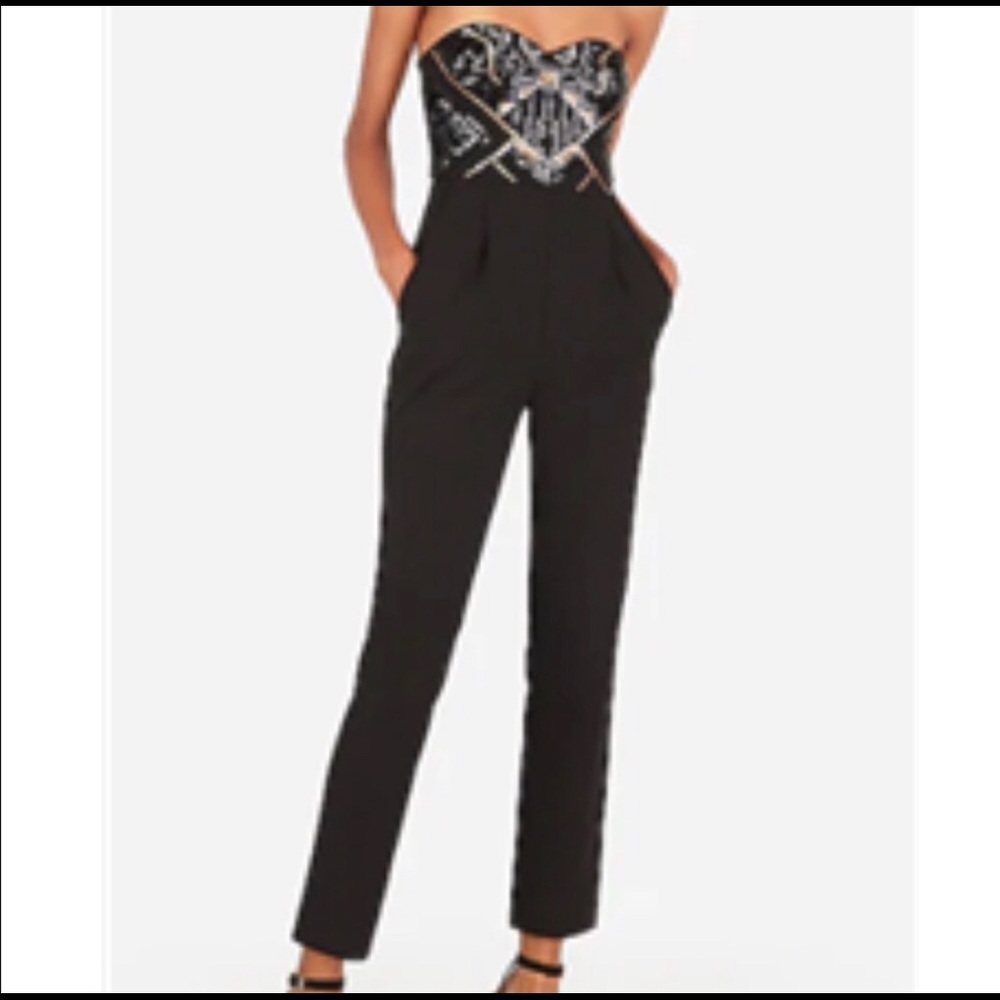 Express black strapless jumpsuit